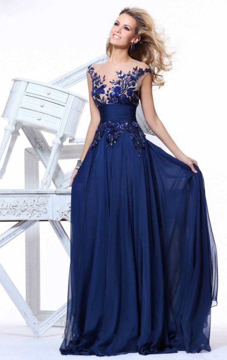 Vestido Longo de Festa Azul Royal